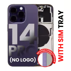 Back Housing W/ Small Pre-Installed Compatible For iPhone 14 Pro (International Version) (No Logo) (Aftermarket Plus) (Deep Purple)