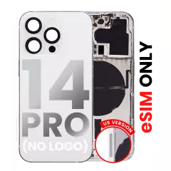 Back Housing W/ Small Pre-Installed Compatible For iPhone 14 Pro (US Version) (No Logo) (Aftermarket Plus) (Silver)