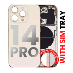 Back Housing W/ Small Pre-Installed Compatible For iPhone 14 Pro (International Version) (No Logo) (Aftermarket Plus) (Gold)