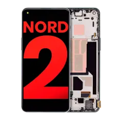 OLED Assembly With Frame Compatible For OnePlus Nord 2 5G (Aftermarket Plus) (Blue Haze)