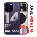Back Housing W/ Small Pre-Installed Compatible For iPhone 14 Pro (International Version) (No Logo) (Aftermarket Plus) (Deep Purple)
