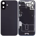 Back Glass With Steel Plate With Wireless NFC Charging MagSafe Magnet & Flashlight Flex Compatible For iPhone 16 (Used OEM Pull: Grade A) (Black)