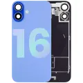 Back Glass With Steel Plate With Wireless NFC Charging MagSafe Magnet & Flashlight Flex Compatible For iPhone 16  (Genuine OEM) (Ultramarine)